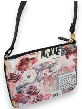 Betsey Johnson Floral Butterfly Love She Just Shines Bag / Pouch EUC